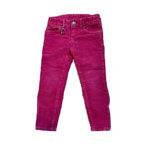 Ralph Lauren Girls Skinny Corduroy Pants Size 3T Ankle Zippers Pink Barbiecore